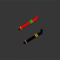 Colorful Curved Decorative Scene Components with Red Green Black Yellow Purple Accents