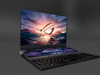 High Performance Gaming Laptop With ROG Logo Display RGB Backlit Keyboard And Sleek Design 3d model