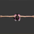 Woman in Pink Sports Bra and Leggings Stretching Arms Against Grey Background in White Sneakers