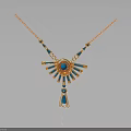 Elegant Gold Necklace With Central Blue Gem Radiant Gold Accents Teardrop Stones