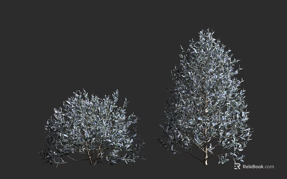 Arbor Trees with Two Distinct Sizes and Lush Foliage Branch Structures 3d model 