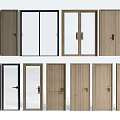 Various Interior Doors With Wooden Glass Panel And Different Design Styles 3d model