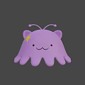 Cute Purple Game Movie Character With Cat Ears Octopus Tentacles And Yellow Star