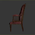 Classic Vintage Armchair With Wooden Carved Frame And Red Tufted Upholstery