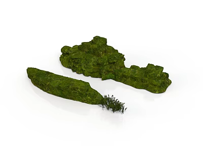 Green Moss Covered Irregular Shaped Terrain Scene Components For Natural Decoration 3d model