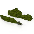 Green Moss Covered Irregular Shaped Terrain Scene Components For Natural Decoration