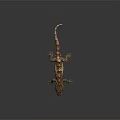 Gecko With Rough Textured Skin Brown Gray Spots On Smooth Dark Reflective Surface View