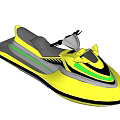 Modern Yellow Yacht With Gray Seats Green Black Stripes And Sleek Design