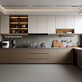 Modern Kitchen Interior Design With Upper Lower Cabinets Countertop And Appliances