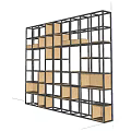 Modern Multi Tier Storage Shelf Unit With Metal Frame And Wooden Shelves