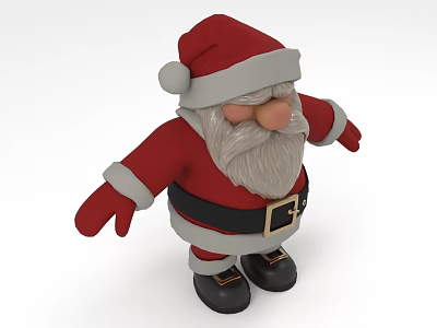 Santa Claus Doll In Red Outfit With White Beard And Santa Hat 3D Cartoon Style 3d model