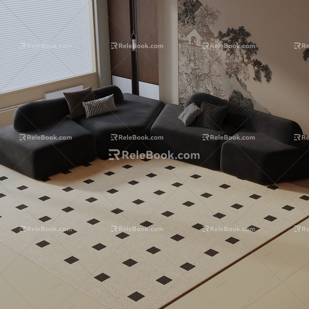 Modern three-seat sofa 3d model