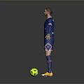 Man in PSG Soccer Jersey with Number 4 Standing on Gray Background and Yellow Ball