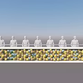 Launch Device With Multiple Colorful Balloons And Standing Figures On Elevated Structure