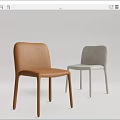 Modern Minimalist Brown And Gray Dining Chairs Upholstered With Sleek Back Design 3d model