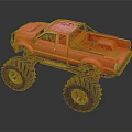Rugged Off Road Terrain Featuring Red Toy Monster Truck With Large Tires