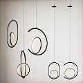 Modern Circular Ring Chandelier With Hanging Illuminated Metal Frame Design 3d model
