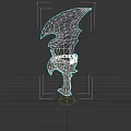 Ornate Curved Blade Weapon With Golden Red Patterns And Glowing Accents