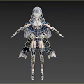 Anime Style Female Character With Blue Hair In Mechanical Outfit And Long Boots