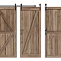Rustic Wooden Barn Doors With Metal Sliding Hardware And Diagonal Panel Design For Interior Spaces