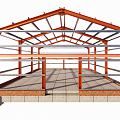 modern steel structure workshop 3d model