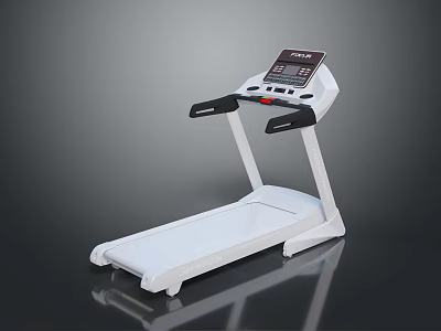 Modern White Fitness Treadmill With Digital Control Panel Display And Running Belt 3d model