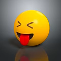 Playful Yellow Round Emoji With Squinted Eyes And Sticking Out Red Tongue