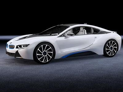 White Sports Car With Sleek Design Blue Accents And Alloy Wheels 3d model