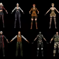 Multiple Character 3D Models With Different Outfits And Detailed Costumes 3d model