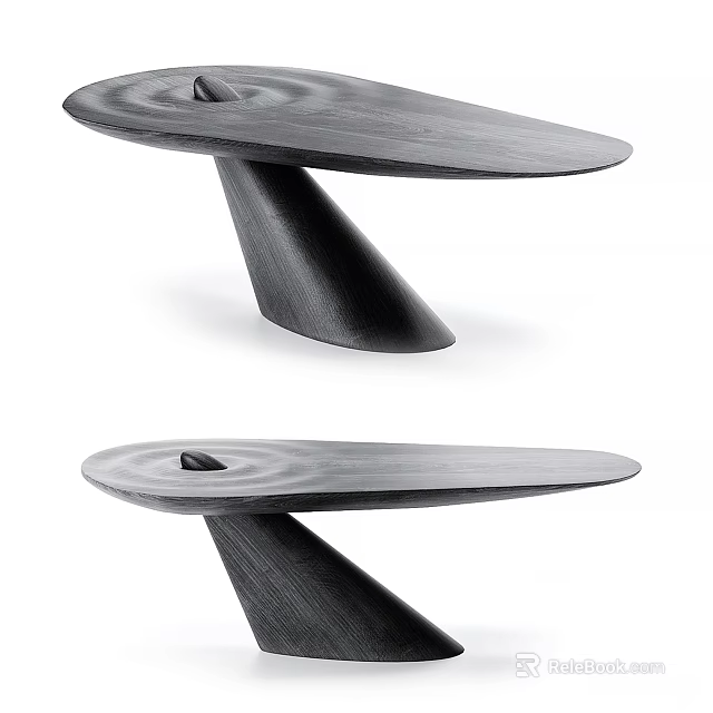 Modern Wooden Side Table With Tapered Base And Smooth Round Top For Contemporary Home Decor 3d model 