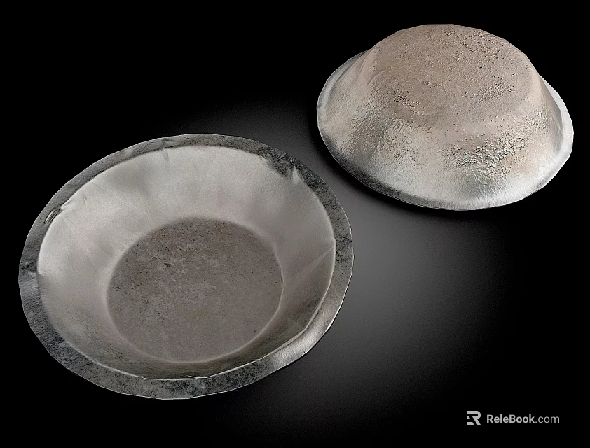 Two Modern Minimalist Textured Stone Washbasins Displayed on Black Background 3d model