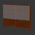 Wooden Red Entryway Cabinet Sideboard With Glass Doors Lower Storage And Sturdy Legs