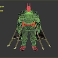 Batman Character With Muscular Build Spiked Shoulders Black Cape Yellow Utility Belt And Weapons