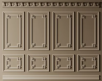 Decorative Lines On Wall Panels Featuring Rectangular Frames And Elegant Interior Design 3d model