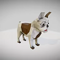Low Poly Dog Model With White And Brown Geometric Design Artwork