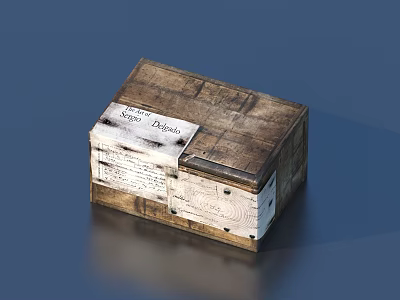 Vintage Wooden Storage Box Featuring Retro Drama Label And Distressed Finish 3d model