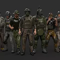 Multiple Men Wearing Different Military Uniforms And Tactical Combat Gear
