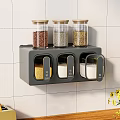 Wall Mounted Kitchen Spice Jars Storage Rack With Transparent Bottles And Wooden Lids