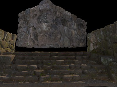 stone ladder and stone wall 3d model