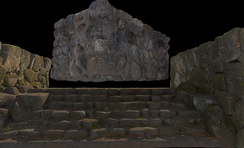 stone ladder and stone wall 3d model