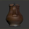 Sculpted Ceramic Pitcher With Intricate Carved Leaf Patterns And Black Handle 3d model