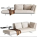 Modern Beige Sofa Setup With Black Coffee Table And Brown Blanket 3d model