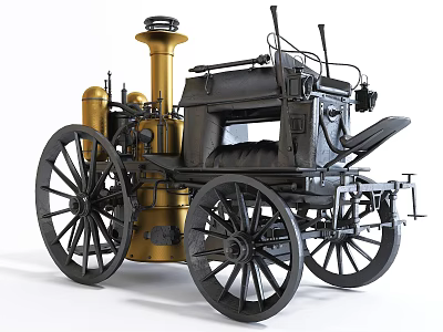 Vintage Steam Train Model With Brass Chimney Black Body And Large Wheels 3d model