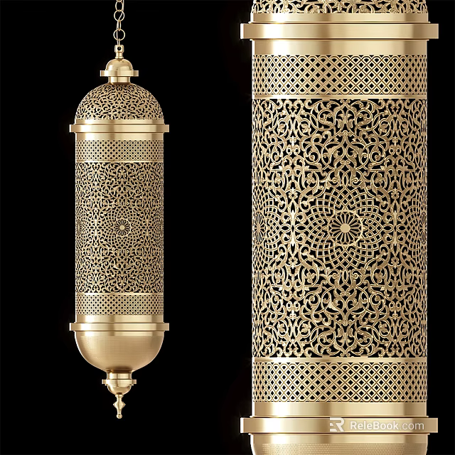 Elegant Unique Shaped Brass Pendant Light With Intricate Cutout Patterns For Interior Decor 3d model 