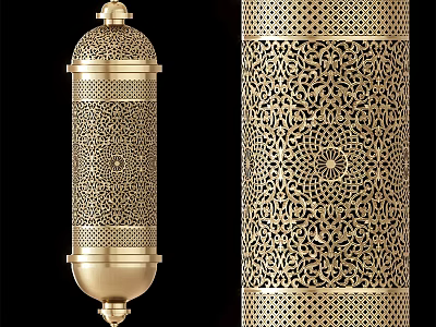 Elegant Unique Shaped Brass Pendant Light With Intricate Cutout Patterns For Interior Decor 3d model