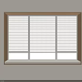 White Window Blinds With Wooden Frame And Horizontal Slats In Simple Modern Design