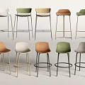 Colorful Modern Bar Stools With Metal Legs And Upholstered Seats