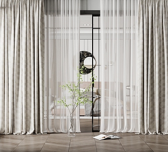 Modern Curtain Fabric Curtain 3d model