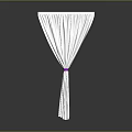 Elegant White Curtain With Purple Tieback And Soft Fabric Design 3d model