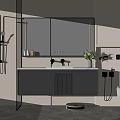Elegant Modern Bathroom Interior With Wall Mounted Washbasin Mirror Cabinet And LED Light